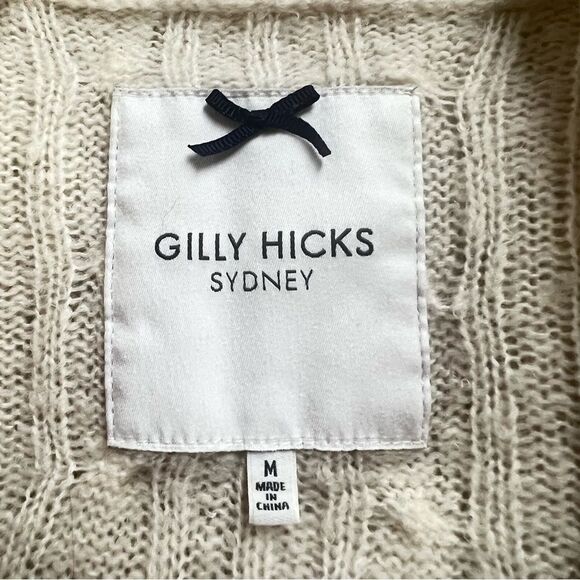 VTG Y2K Gilly Hicks Wool Blend Open Front Bone Colored Cardigan Size M - Picture 8 of 13